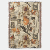 Autumn Ephemera Collage | Rustic Birds Deken (Voorkant Verticaal)