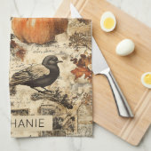  Autumn Ephemera Collage | Rustic Birds Theedoek (Quarter Fold)