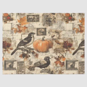  Autumn Ephemera Collage   Rustic Birds Tissuepapier