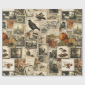 Autumn Ephemera Collage | Rustieke vogels (2) Cadeaupapier (Vlak)