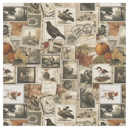  Autumn Ephemera Collage | Rustieke vogels (2) Stof (Close Up)
