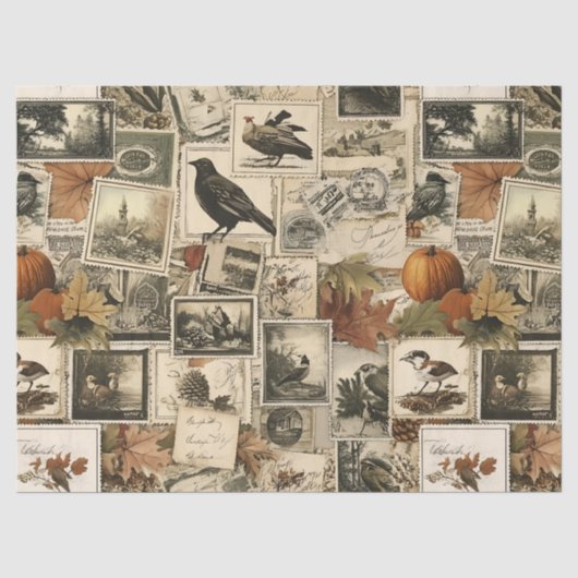Autumn Ephemera Collage | Rustieke vogels (2) Tissuepapier (Voorkant)