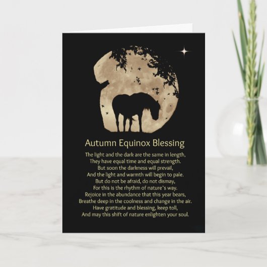 Autumn Equinox Blessings Kaart met paard (Voorkant)