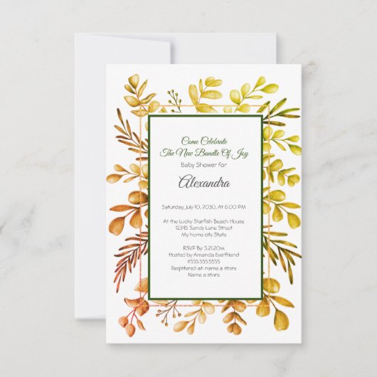 Autumn Eucalyptus Greenery Baby shower-uitnodiging (Voorkant)