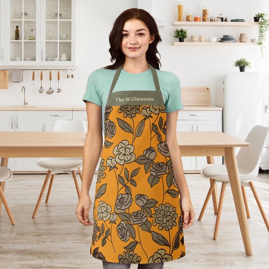 Autumn Exotic Flowers Monogram aanpassen Schort