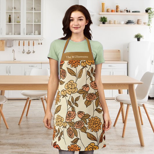 Autumn Exotic Flowers Monogram aanpassen Schort