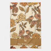 Autumn Exotic Flowers Monogram aanpassen Theedoek (Verticaal)