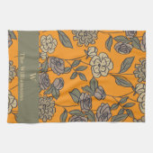Autumn Exotic Flowers Monogram aanpassen Theedoek (Horizontaal)