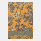Autumn Exotic Flowers Monogram aanpassen Theedoek (Verticaal)