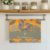 Autumn Exotic Flowers Monogram aanpassen Theedoek