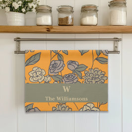 Autumn Exotic Flowers Monogram aanpassen Theedoek