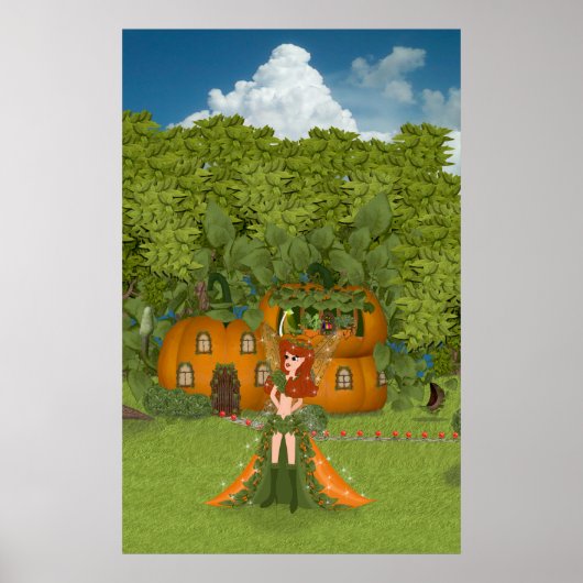 Autumn Fairy Pumpkin Cottage Poster (Voorkant)