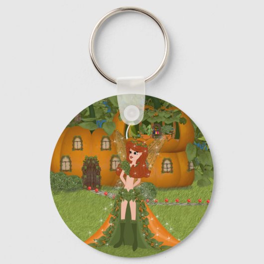 Autumn Fairy Pumpkin Cottage Sleutelhanger (Voorkant)
