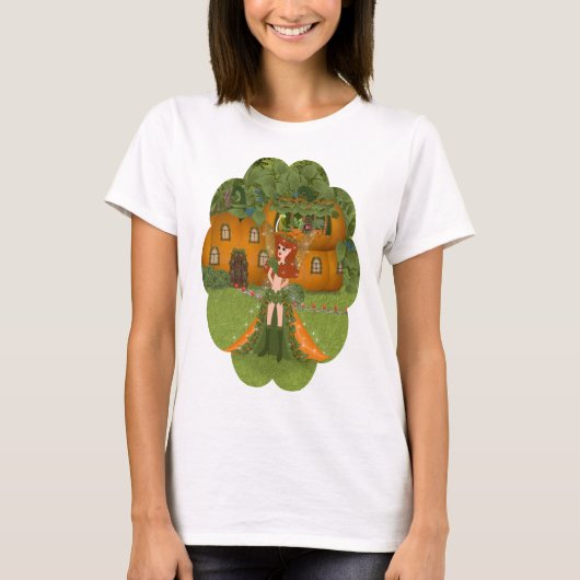 Autumn Fairy Pumpkin Cottage T-shirt (Voorkant)