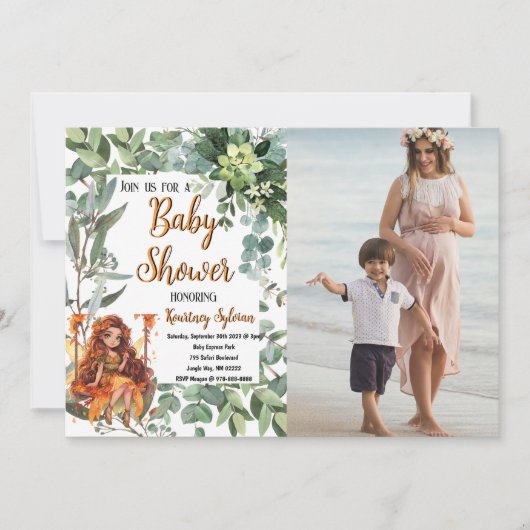 Autumn Fairy Waterverf Custom Photo Baby shower Kaart (Voorkant)