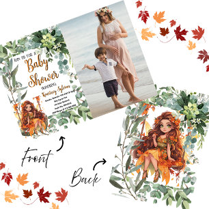 Autumn Fairy Waterverf Custom Photo Baby shower Kaart