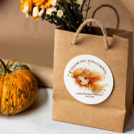 Autumn Fairy Woodland Baby shower Ronde Sticker