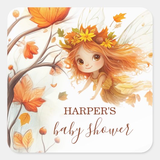 Autumn Fairy Woodland Vierkante Sticker (Voorkant)