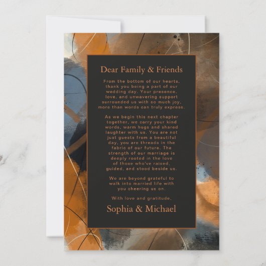 Autumn Fall Abstract Wedding Thank You Card  Bedankkaart (Achterkant)