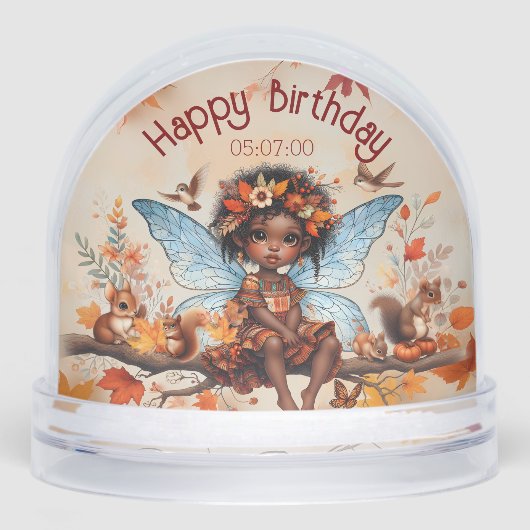 Autumn Fall African Fairy Woodland Animal Birthday Sneeuwbol (Voorkant)
