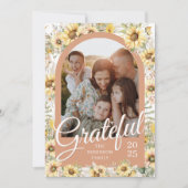 Autumn Fall Arch Coral Peach Grateful Thanksgiving Feestdagenkaart (Voorkant)