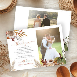 Autumn fall botanical rustic photo wedding bedankkaart