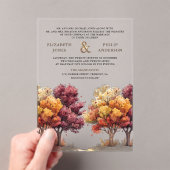 Autumn Fall Burgundy Trees Wedding Acryl Uitnodigingen (Insitu (Draagbaar))