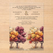 Autumn Fall Burgundy Trees Wedding Acryl Uitnodigingen (Voorkant)