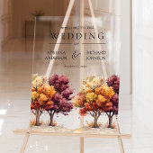 Autumn Fall Burgundy Trees Wedding Welcome Acryl Bord