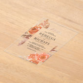 Autumn Fall Burnt Orange Floral Terracotta Wedding Acryl Uitnodigingen (Laagn)