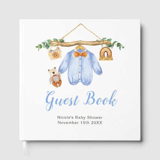 Autumn Fall Clothes Line Boy Baby Shower Gastenboek (Voorkant)