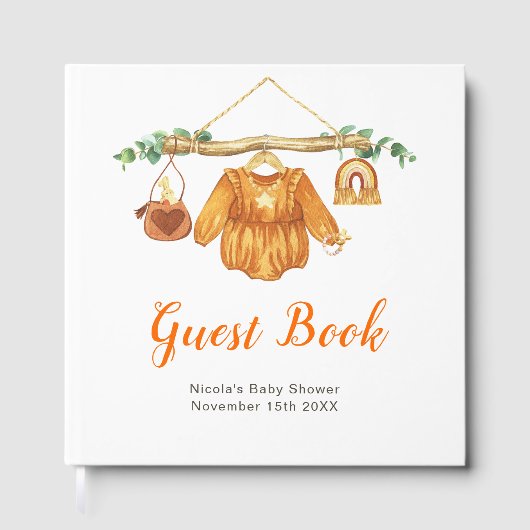 Autumn Fall Clothes Line Girl Baby Shower Gastenboek (Voorkant)