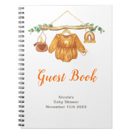Autumn Fall Clothes Line Girl Baby Shower Guest  Notitieboek
