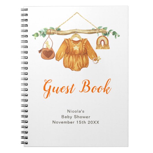 Autumn Fall Clothes Line Girl Baby Shower Guest  Notitieboek (Voorkant)