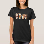 Autumn Fall Coffee Latte Cups Horrors & Ghost Hall T-shirt (Voorkant)