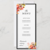 Autumn Fall Floral 16th Birthday Program Menu  Kaart (Achterkant)