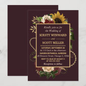 Autumn Fall Flowers Foliage Gold Wedding Kaart (Voorkant / Achterkant)