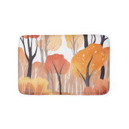 Autumn Fall Foliage Forest Watercolor Leaves Badmat