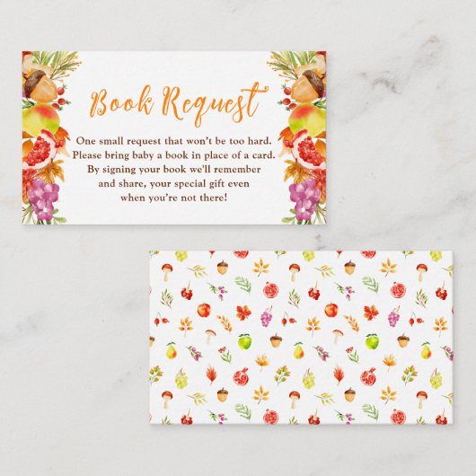 Autumn Fall Harvest Baby Shower Book Request Informatiekaartje (Voorkant / Achterkant)