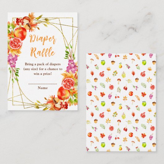 Autumn Fall Harvest Baby Shower Diaper Raffle Informatiekaartje (Voorkant / Achterkant)