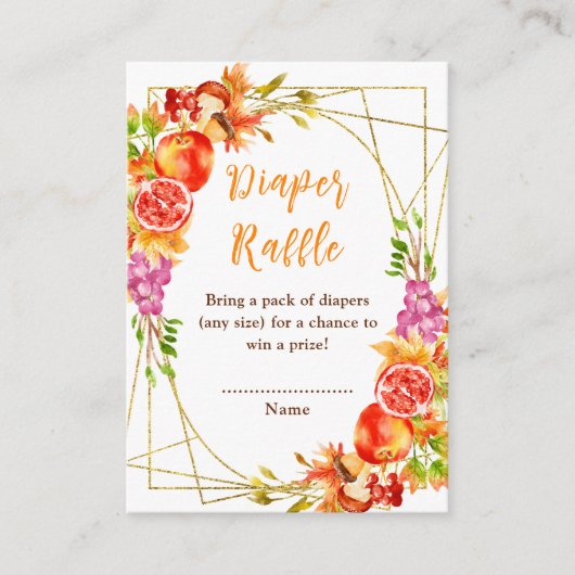 Autumn Fall Harvest Baby Shower Diaper Raffle Informatiekaartje (Voorkant)