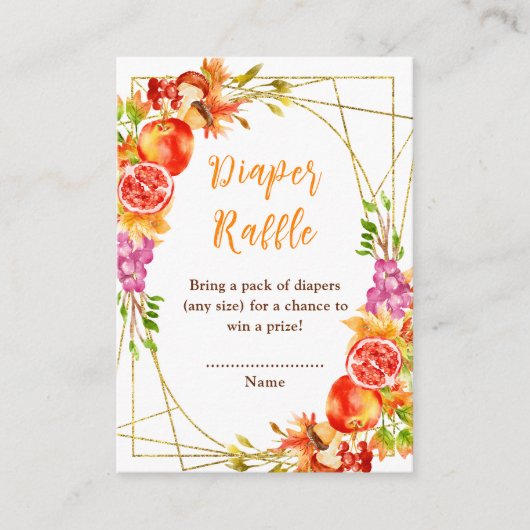 Autumn Fall Harvest Baby Shower Diaper Raffle Informatiekaartje (Voorkant)