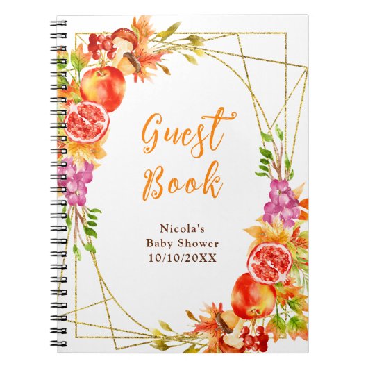 Autumn Fall Harvest Baby Shower Guest Book Notitieboek (Voorkant)
