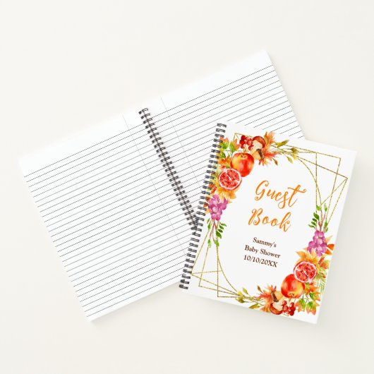 Autumn Fall Harvest Baby Shower Guest Book Notitieboek (Binnen)
