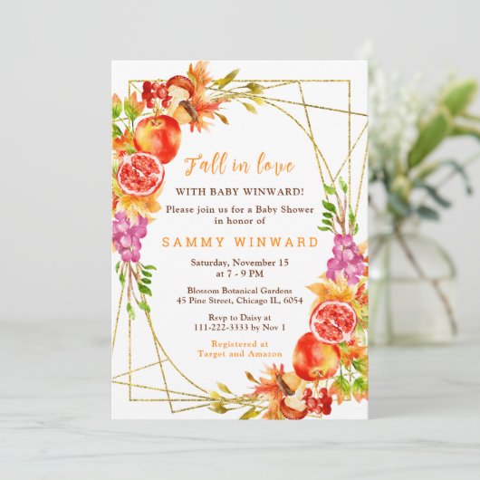 Autumn Fall Harvest Baby Shower Kaart (Staand voorkant)