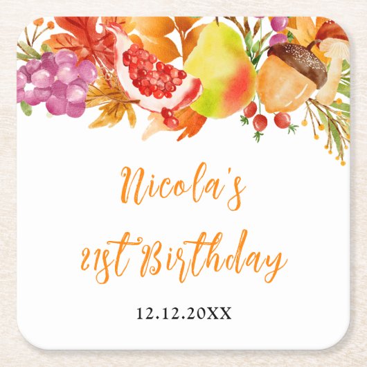 Autumn Fall Harvest Baby Shower Kartonnen Onderzetters (Voorkant)