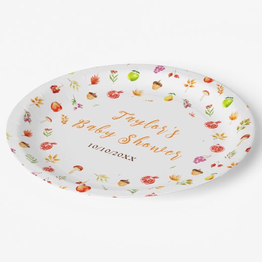 Autumn Fall Harvest Baby Shower Papieren Bordje (Gekanteld)