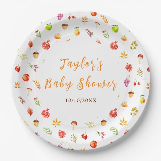 Autumn Fall Harvest Baby Shower Papieren Bordje (Voorkant)