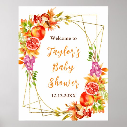 Autumn Fall Harvest Baby Shower Welcome Sign Poster (Voorkant)