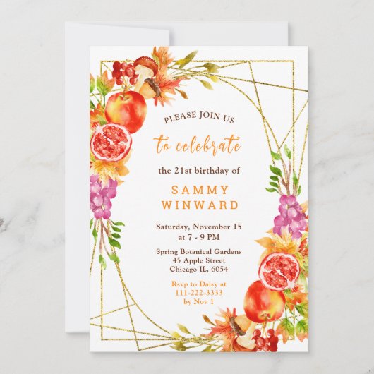 Autumn Fall Harvest Birthday Kaart (Voorkant)